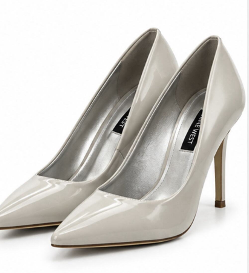 Nine West Women’s 7M White Patent Leather Pointed Toe Stiletto Pumps Heels